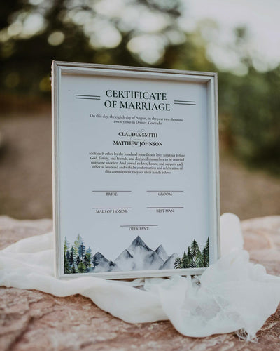Mountains Marriage Certificate Template