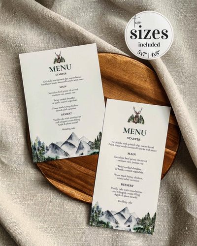 Mountain Wedding Menu Card Templates
