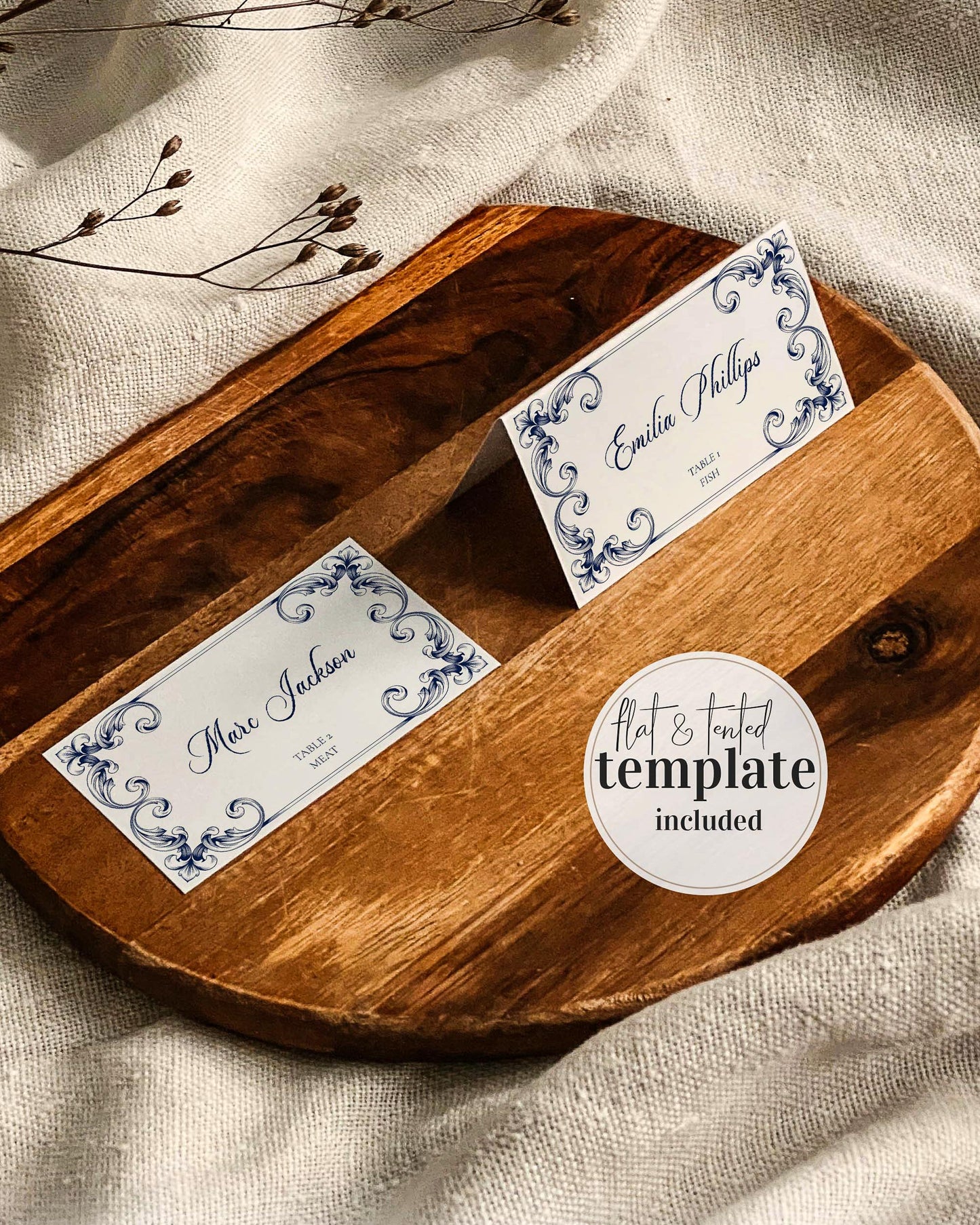 Classic Wedding Place Card Template