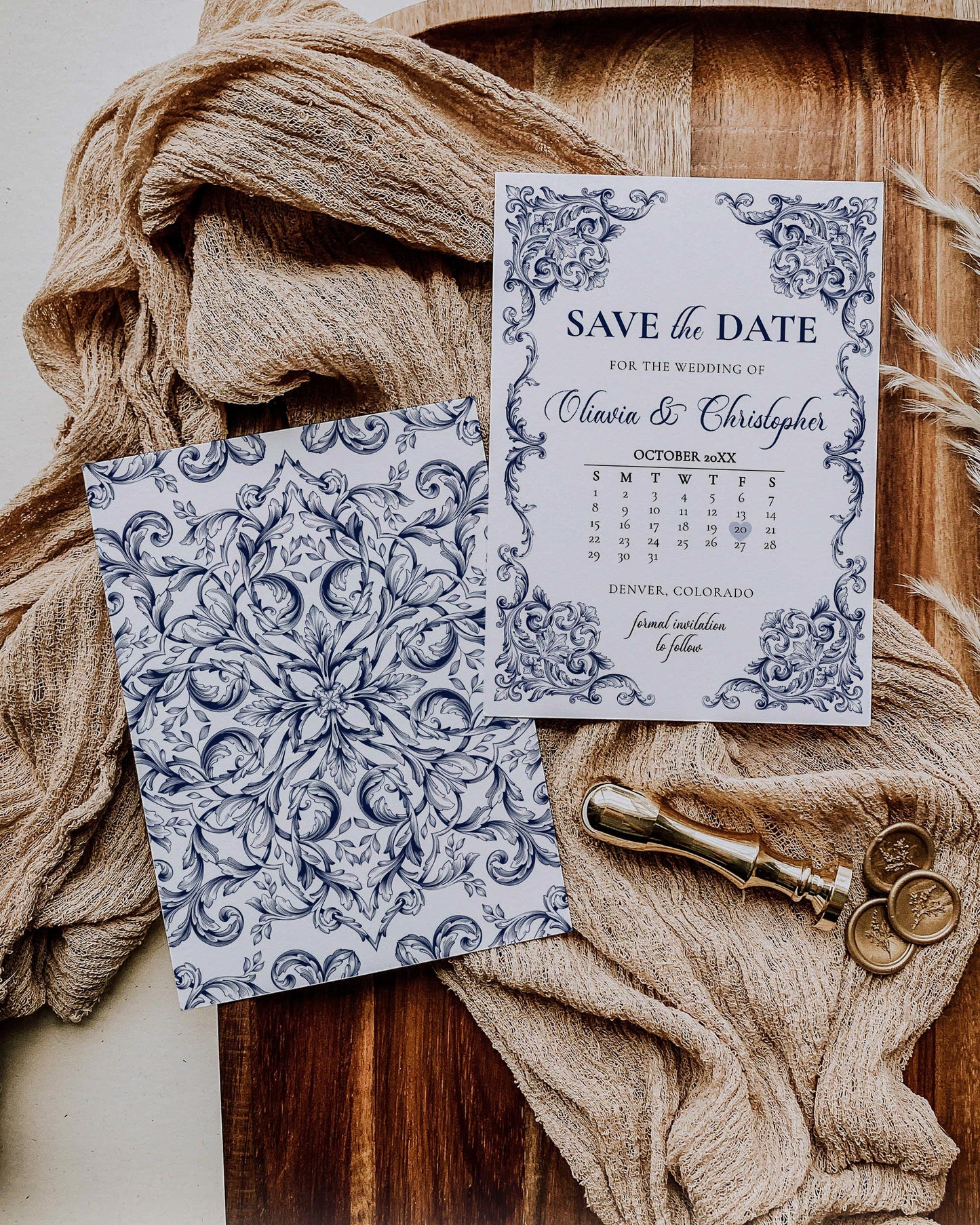Classic Wedding Save the Date Calendar Invitation