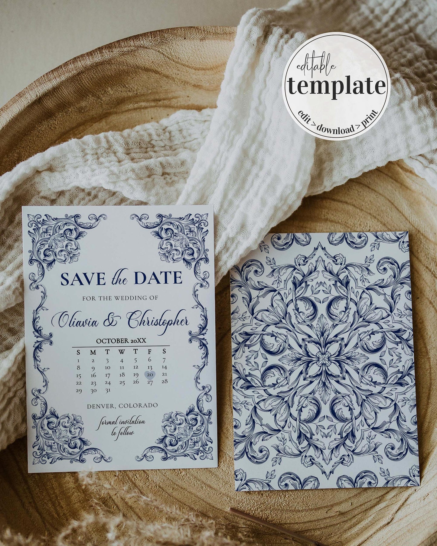 Classic Wedding Save the Date Calendar Invitation
