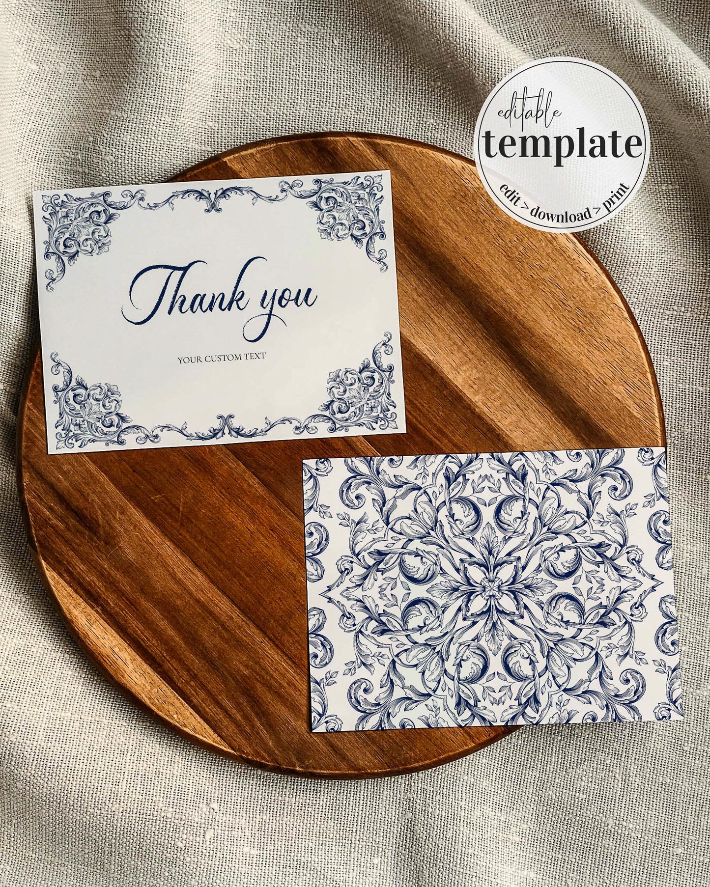 Baroque Wedding Thank you Card Template