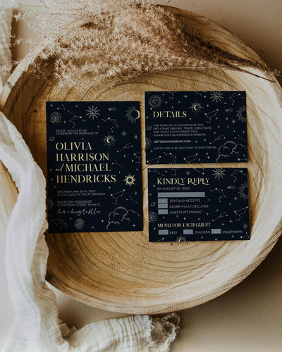 Tarot Wedding invitation Suite with Details and RSVP