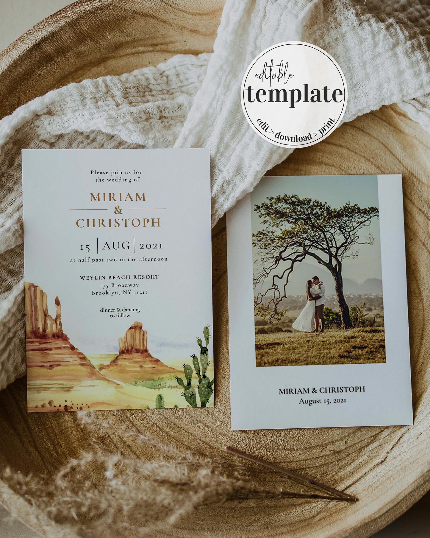 Boho Desert Wedding Invitation Template