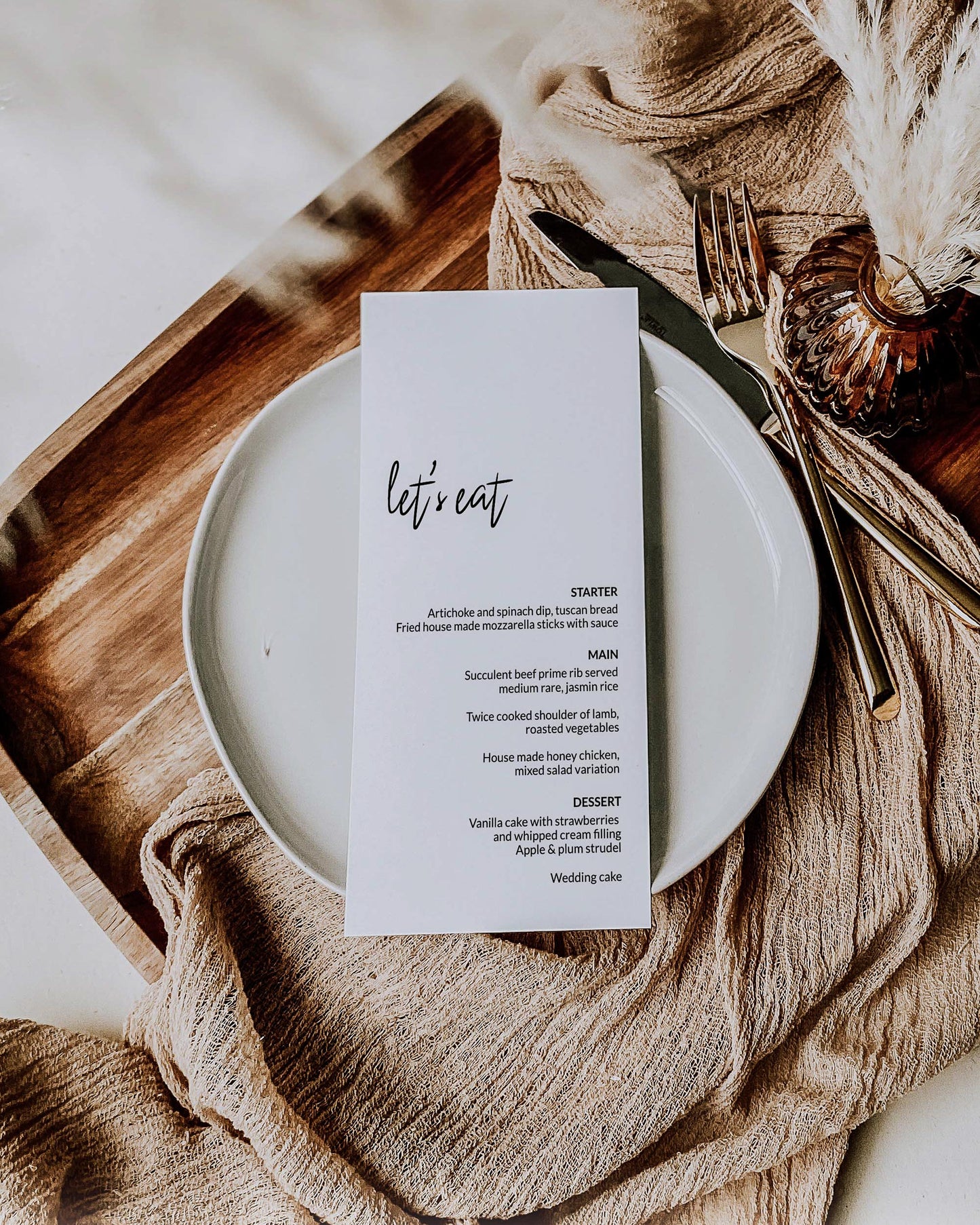 Modern Wedding Menu Card Template for Traditional Wedding