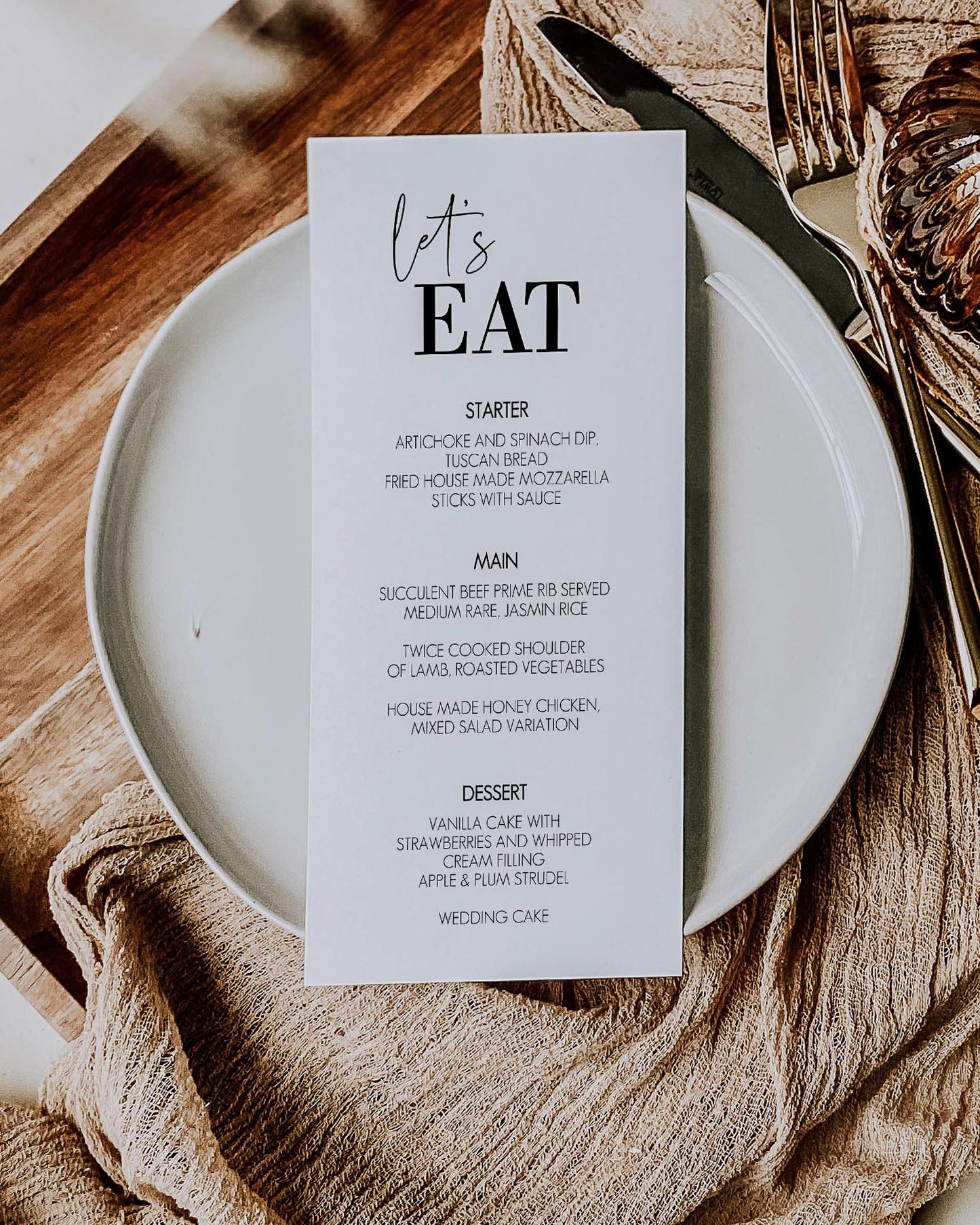 Printable Menu Cards with Instant Download