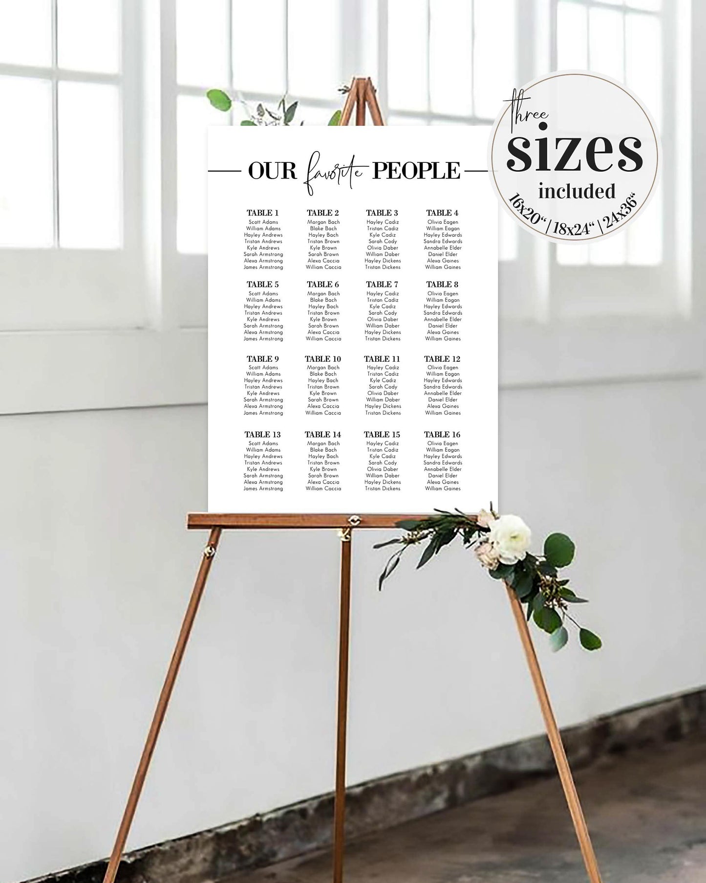 Modern Seating Chart Sign Template for Simple Wedding