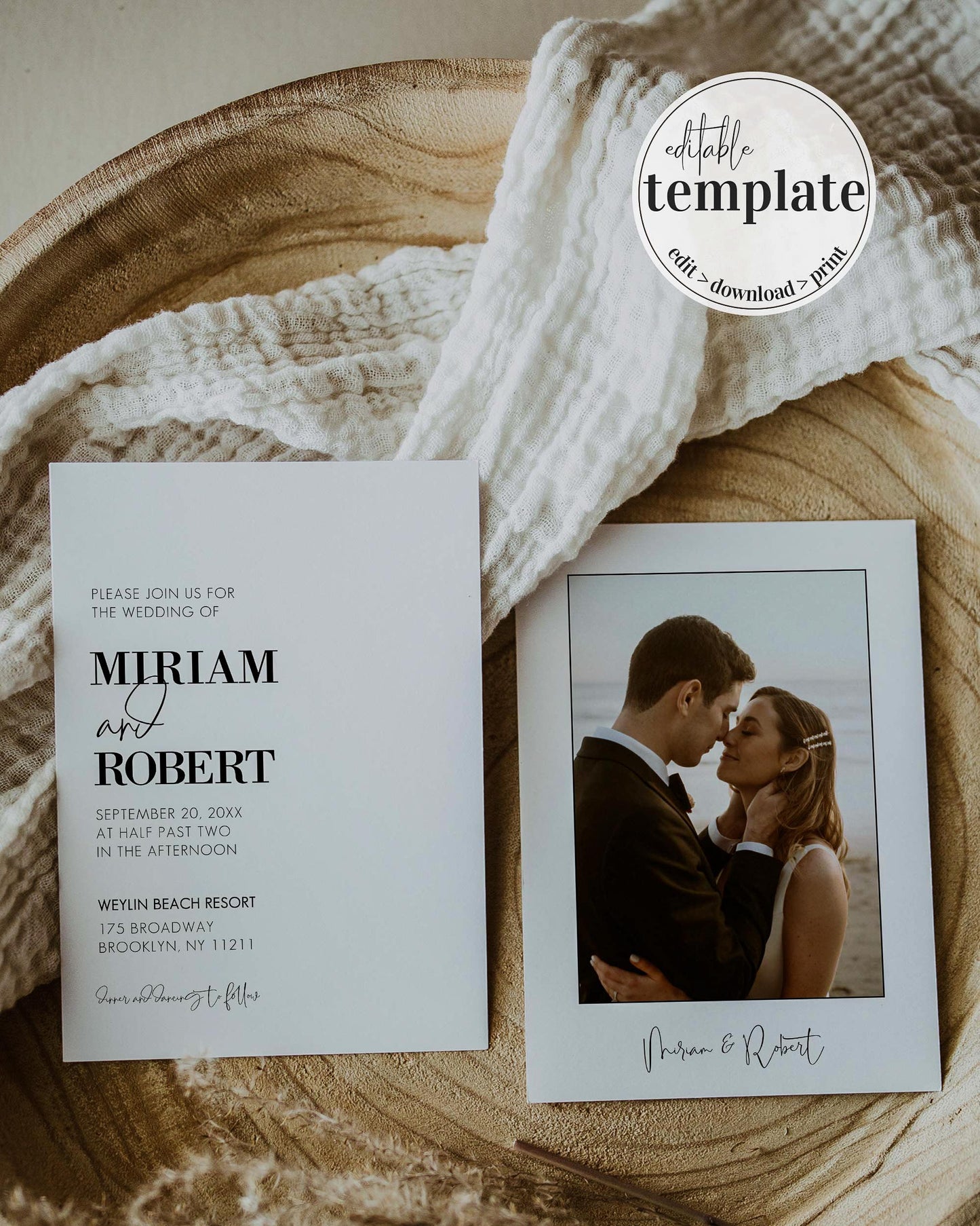 Modern Invitation Template for Classic Wedding