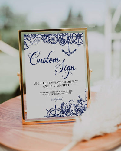 Nautical Baby Shower Decorations, Custom Sign for Wedding Bachelorette Party or Bridal Shower #071