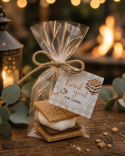 Smores Favor Tags, Camping Birthday or Baby Shower Thank You Labels 014SM-TLST