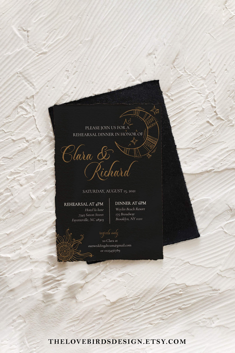 Rehearsal Dinner Invitation Printable Template for Witchy Black Wedding Decorations 062CE-RHDIINV - marryful.org