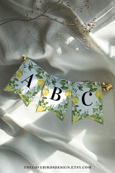 Lemon Baby Shower Banner Template, Citrus Party Garland for Shower Birthday Wedding 030LE-BANNER - marryful.org