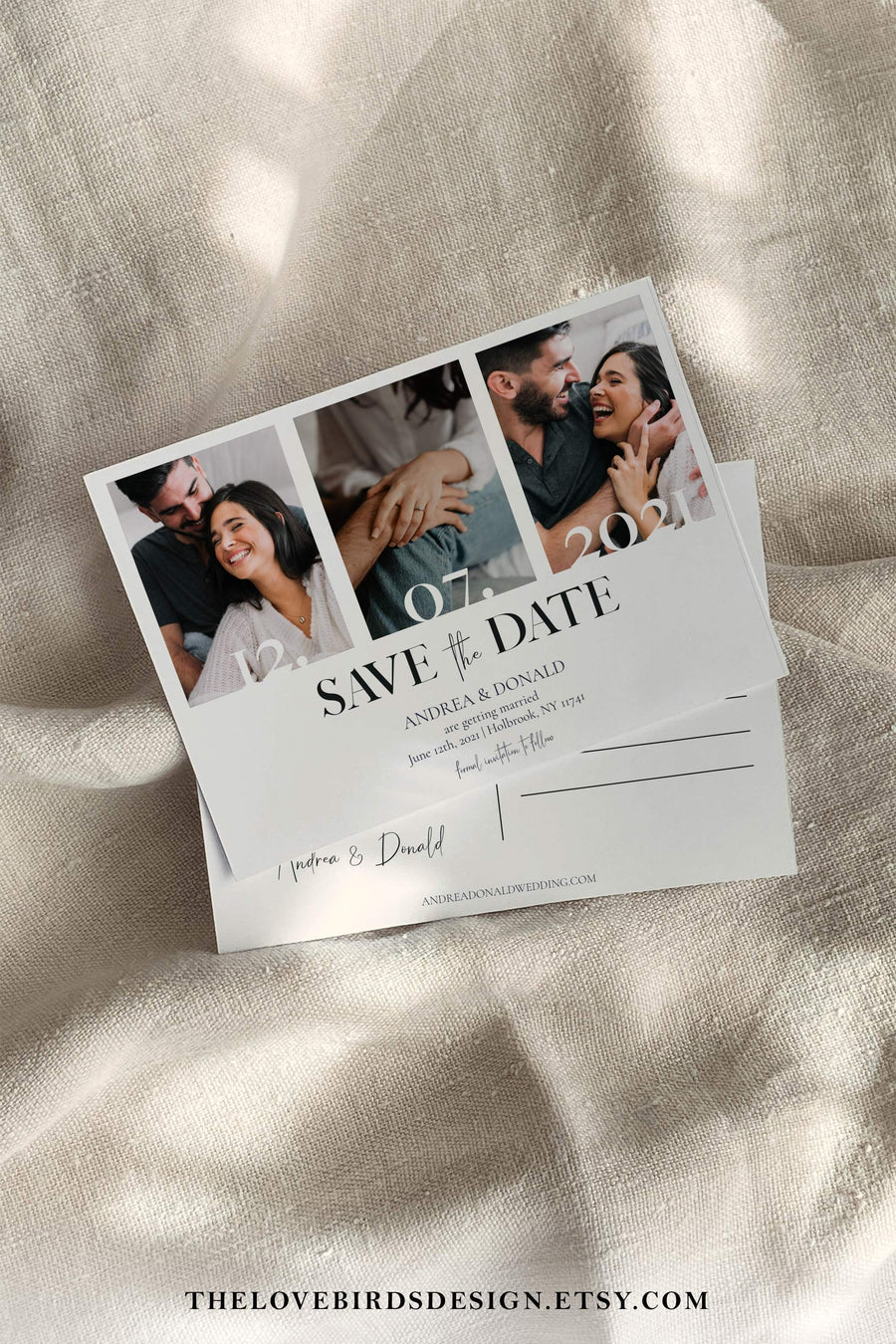 Minimalist Save the Date Postcard, Modern Photo Wedding Invitation Template - marryful.org