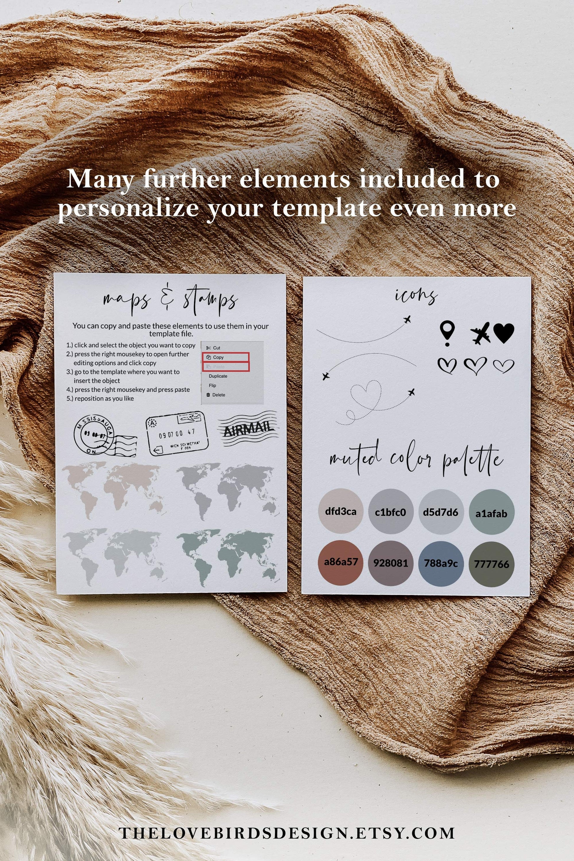 Travel Wedding Menu Card for Destination Wedding Decor with World Map #072w - TheLovebirdsDesign