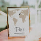 Destination Wedding Table Numbers Template, Travel Wedding Table Numbers with World Map #072w - TheLovebirdsDesign