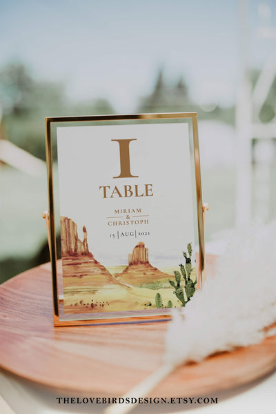 Arizona Desert Wedding Table numbers template, Sedona Wedding Table Decor #064 - TheLovebirdsDesign