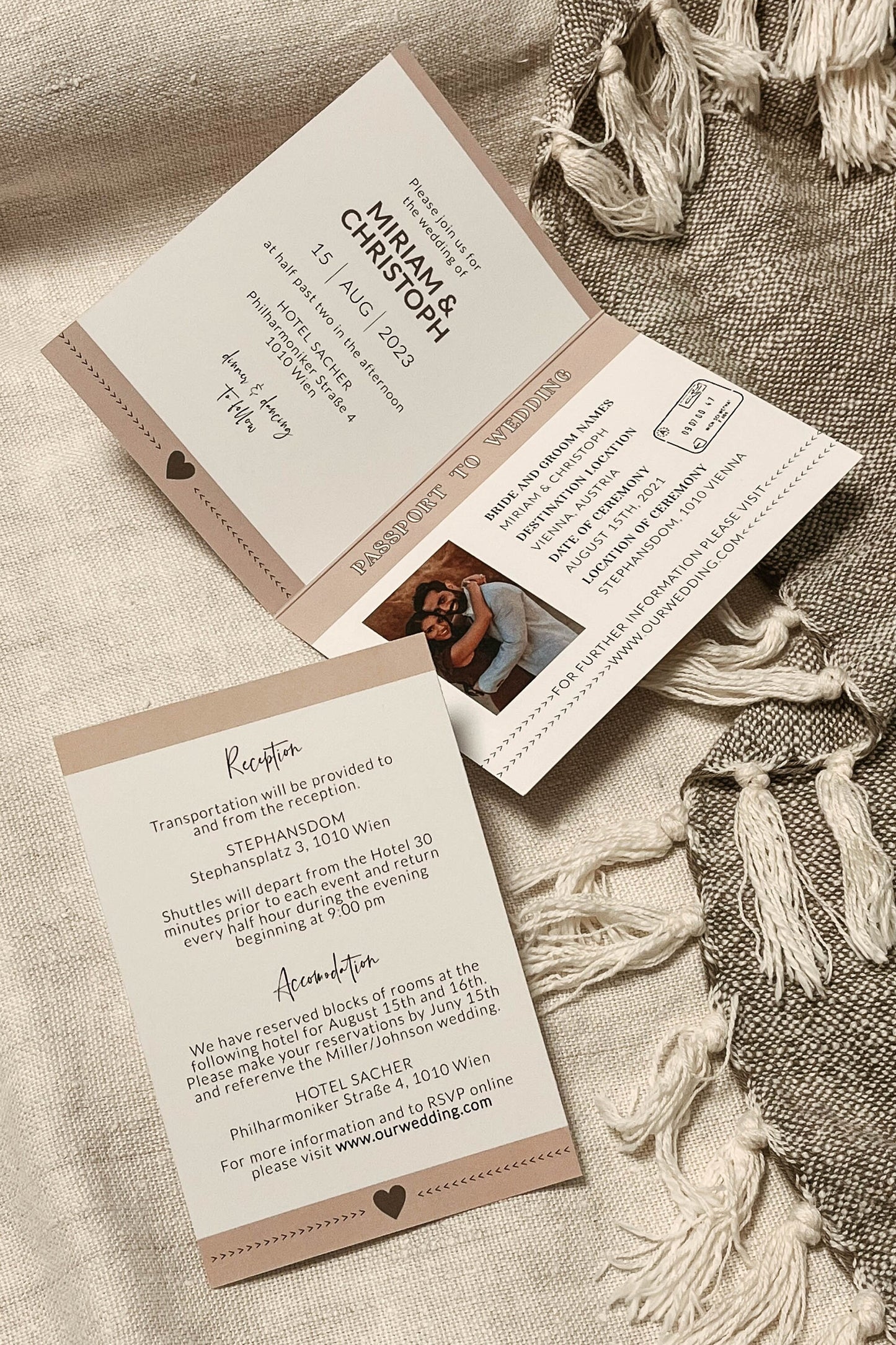 Destination Wedding Passport Invitation Template to download and print for Travel Themed Celebration #072w - TheLovebirdsDesign