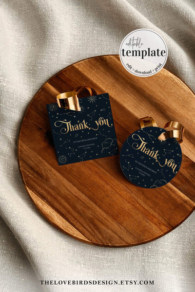 Celestial Wedding Favor Tags Template, Moon and Stars Bridal or Baby Shower Printable 063CE-TAGS - marryful.org