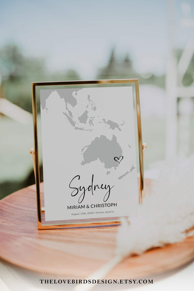 Travel Wedding Table Numbers Template, Destination World Map Printable Décor 072W-TBNR1 - marryful.org