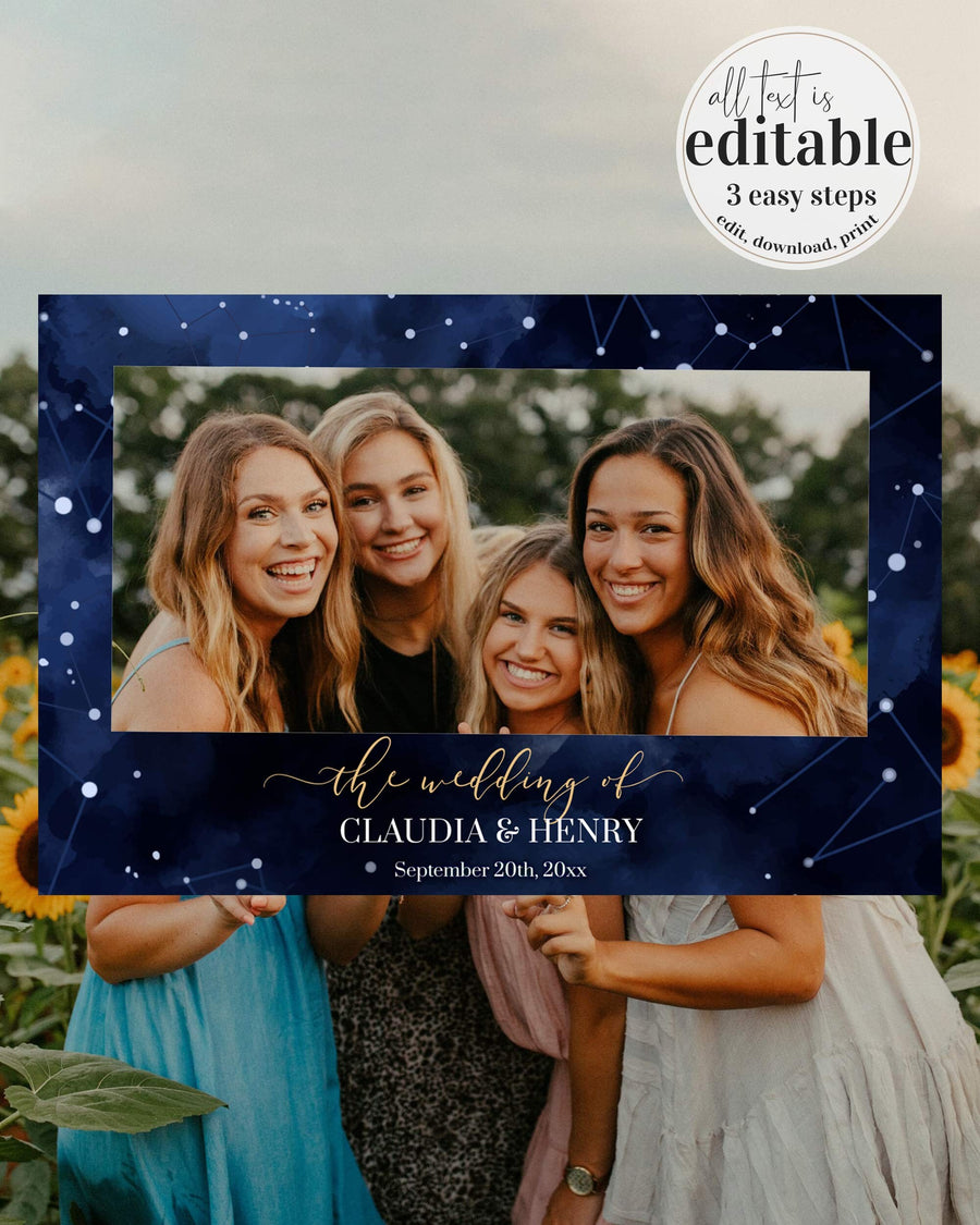 Celestial Selfie Frame Template, Under the Stars Wedding or Party Photo Booth 066CE-PHFR - marryful.org