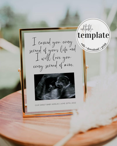 Pregnancy Loss Memorial Printable, Ultrasound Frame Sign Sympathy Gift Template - marryful.org