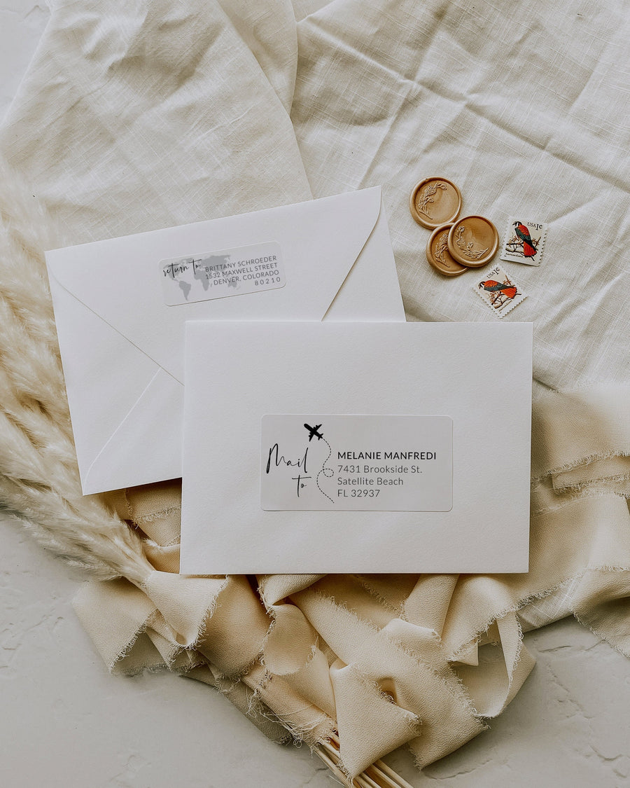 Destination Wedding Address Label Template, Travel Wedding Save the Date Stickers 072W-ADR - marryful.org