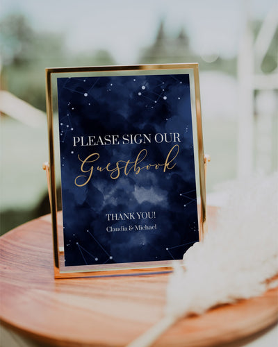 Please Sign our Guestbook Printable Template Celestial Wedding Signage for Moon Wedding Decorations or Starry Night Baby Shower #066 - TheLovebirdsDesign