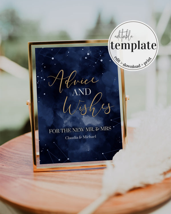 Celestial Advice Sign Template, Bridal Shower or Moon Wedding Printable Décor 066CE-ADVSI - marryful.org