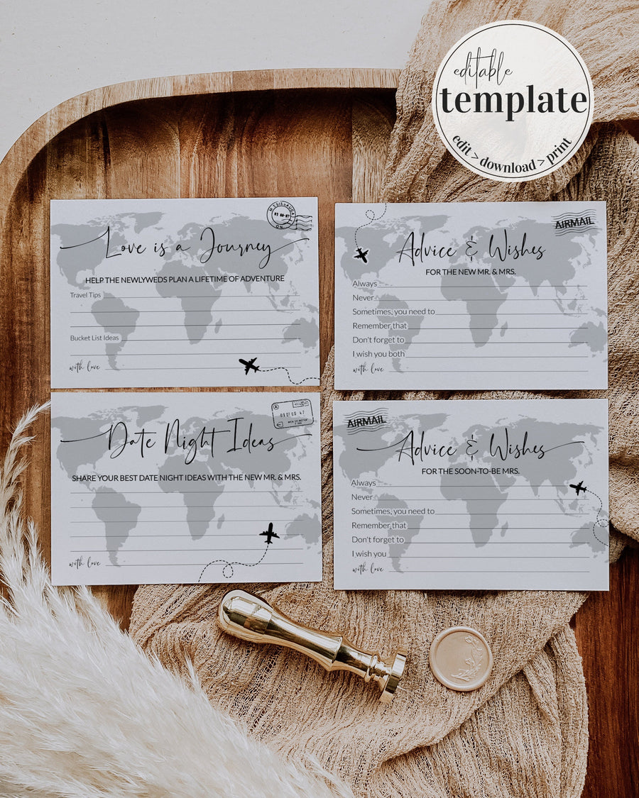Travel Bridal Shower Advice Card Bundle, Love Is a Journey Date Night Cards 072W-ADCA - marryful.org