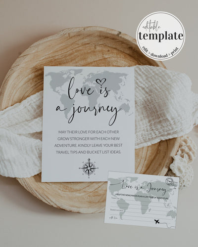 Destination Wedding Love is a Journey Bridal Shower Game for Newlyweds | Printable Wedding Game #072w - TheLovebirdsDesign