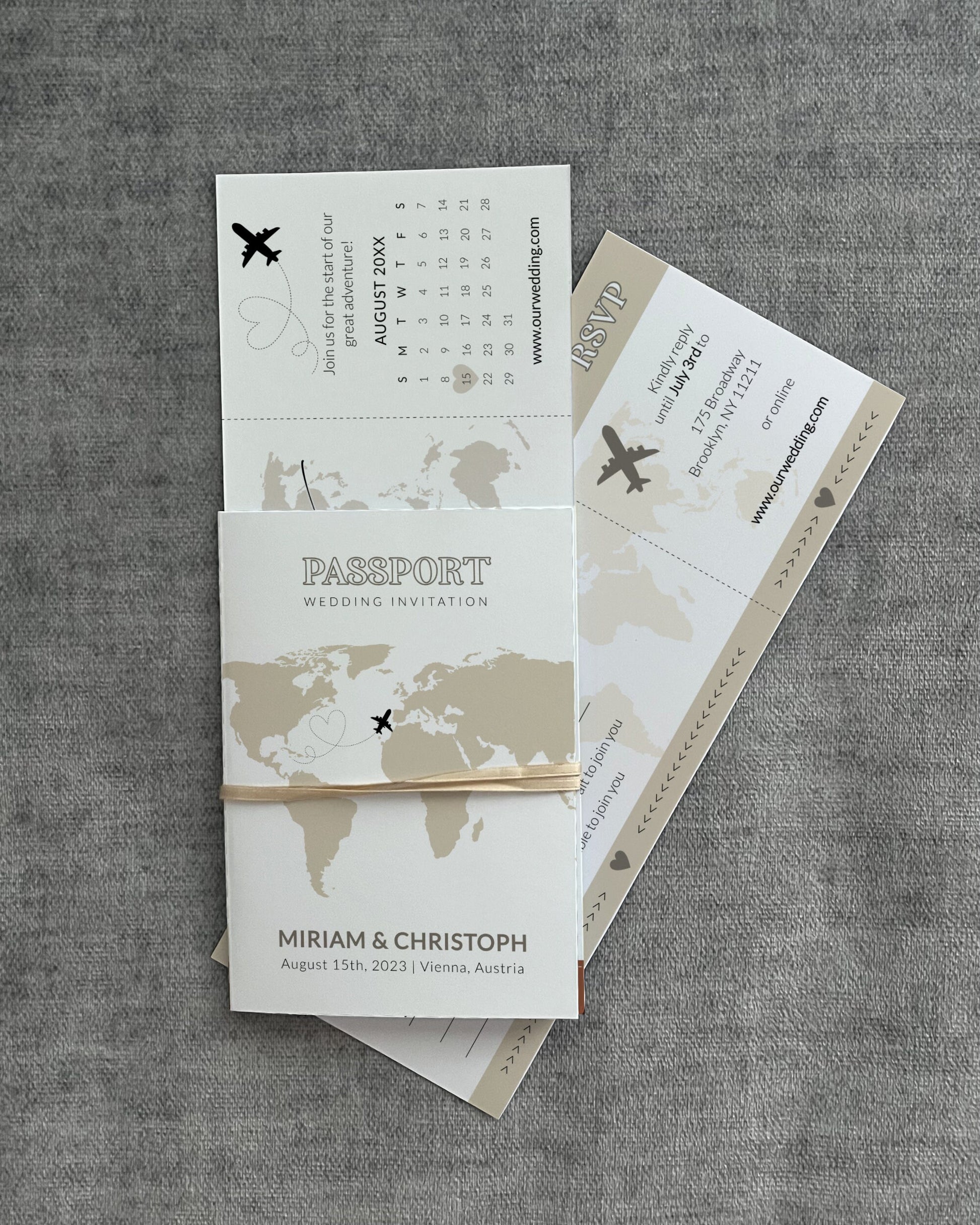 Destination Wedding Passport Invitation Template to download and print for Travel Themed Celebration #072w - TheLovebirdsDesign