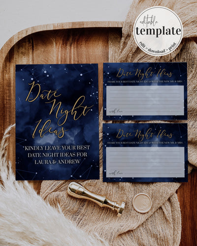 Celestial Bridal Shower Game, Date Night Cards Wedding Gift Printable Template 066CE-GAME - marryful.org