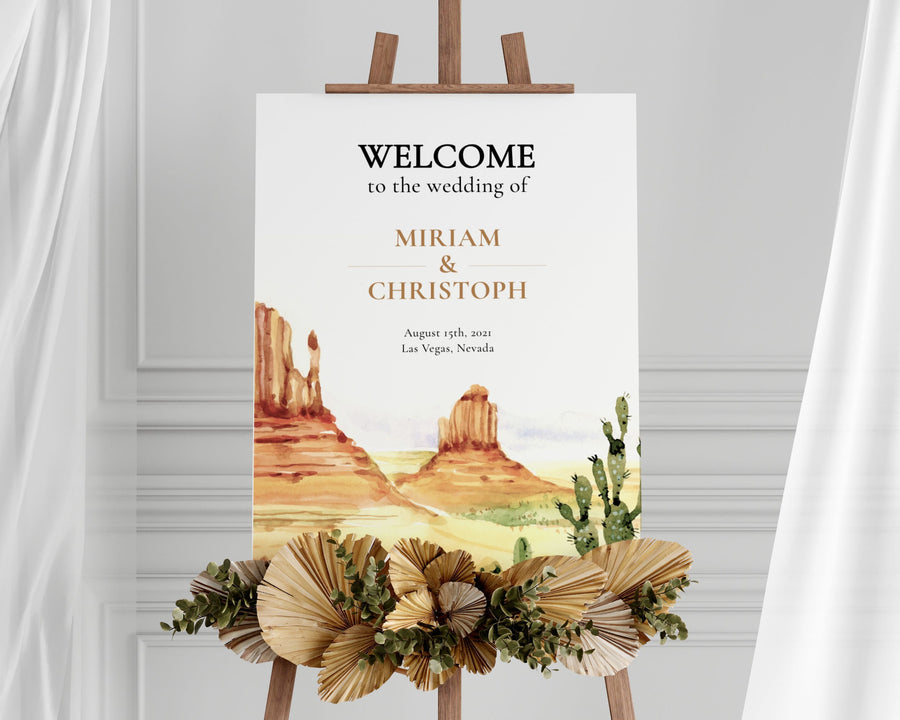 Sedona Desert Wedding Welcome Sign Template, Arizona Landscape Reception Sign 064AR-WLCM - marryful.org