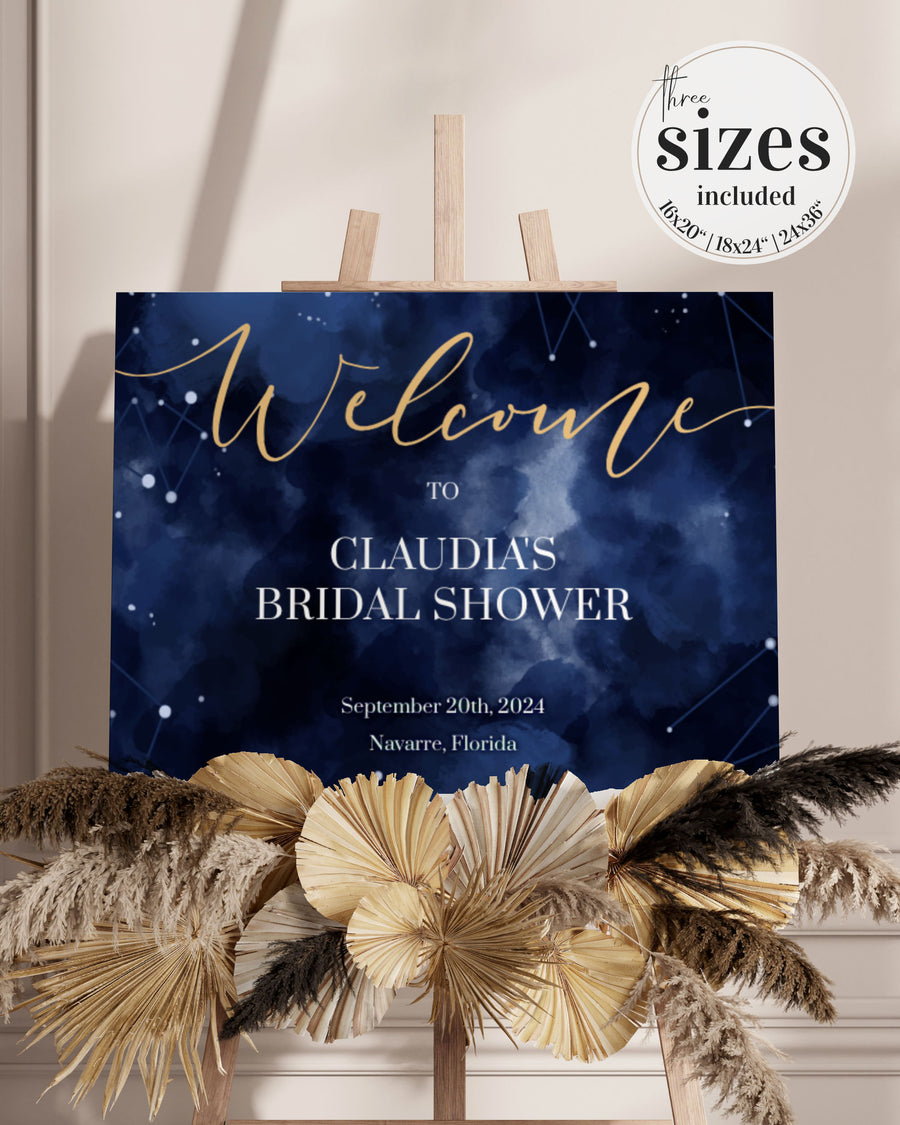 Celestial Bridal Shower Welcome Sign Template, Starry Night Couples Shower Printable 066CE-WLCM - marryful.org