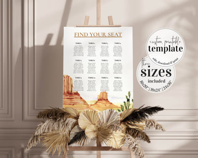 Boho Wedding Seating Chart Template for Desert Wedding in Sedona, Arizona Wedding Decor #064 - TheLovebirdsDesign