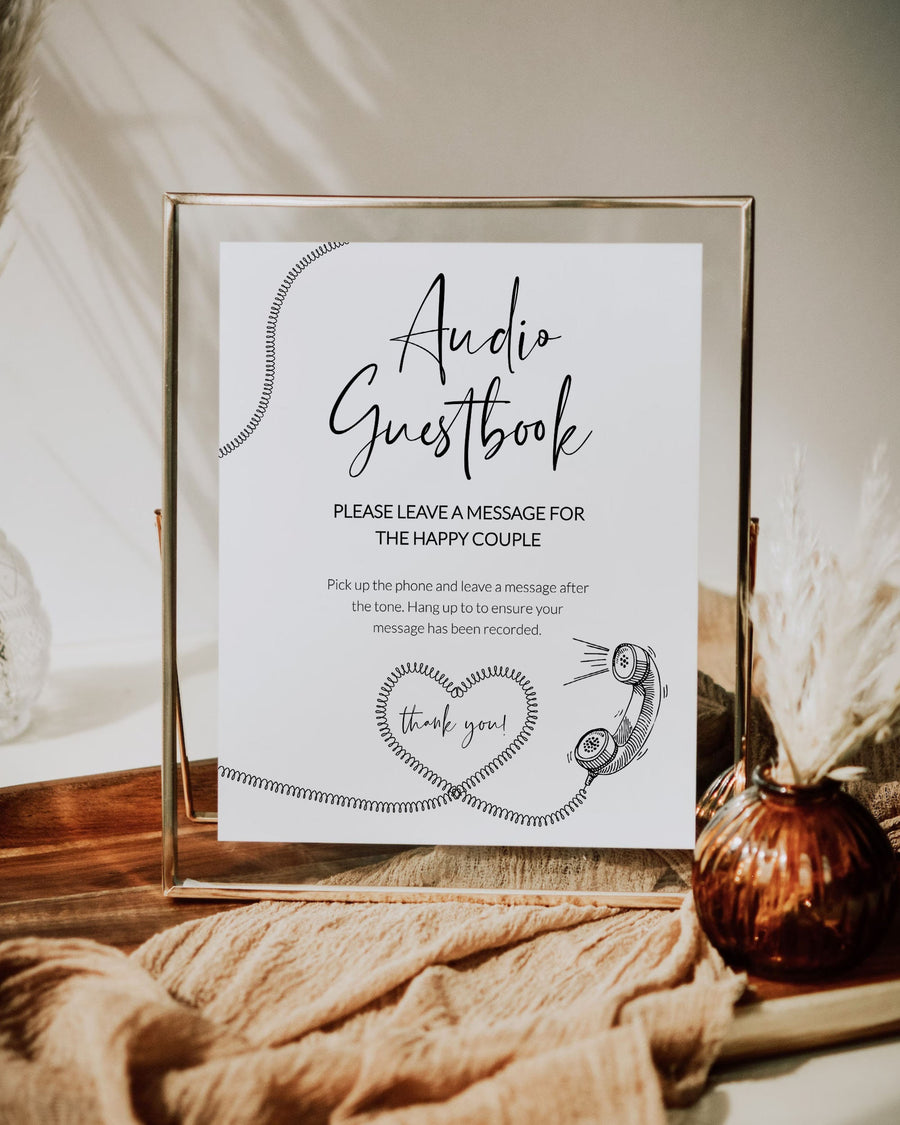 Audio Guest Book Sign | Leave a Message After the Tone Telephone Guestbook Sign | Modern Minimalist Wedding Decor | Printable Template #072 - marryful.org