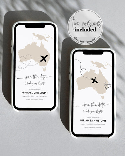 AUSTRALIA Destination Wedding Save the Date Evite - TheLovebirdsDesign