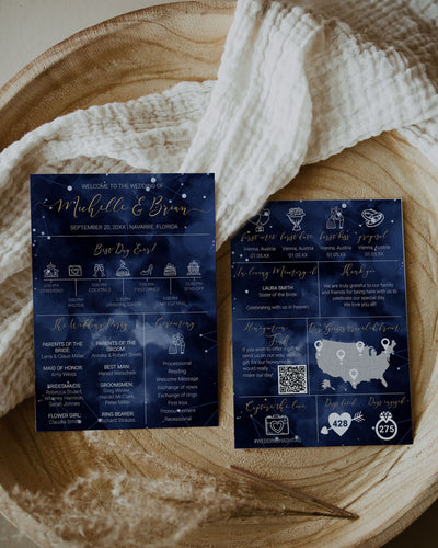 Celestial Wedding Program Template, Moon and Stars Timeline and Itinerary Printable #066 - TheLovebirdsDesign