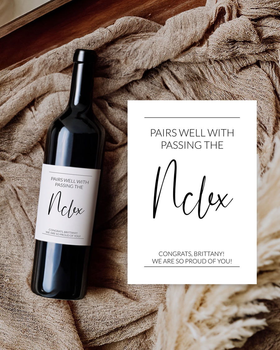 Nursing Milestones Wine Label, Pairs Well With Passing The NCLEX Graduation Gift Template #072 - marryful.org