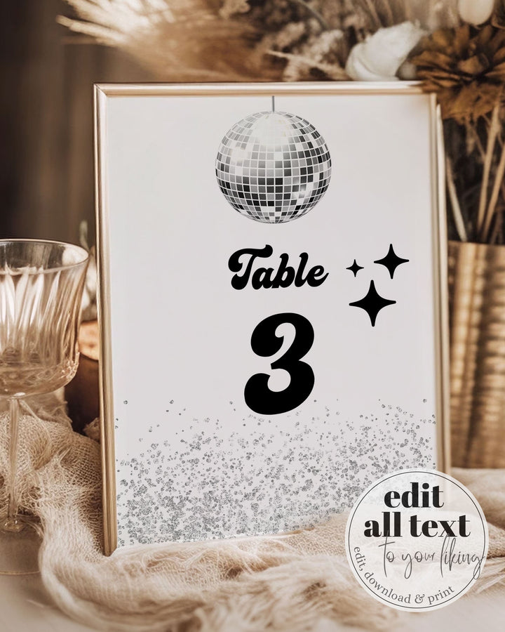 Lets Disco Table Numbers, Groovy 70s Disco Ball Wedding Reception ...