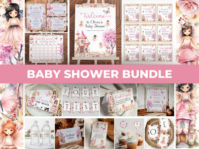 Pink Fairy Baby Shower Bundle, Printable Invitation Signs Decor Set 023FA-BSBUNDLE - marryful.org