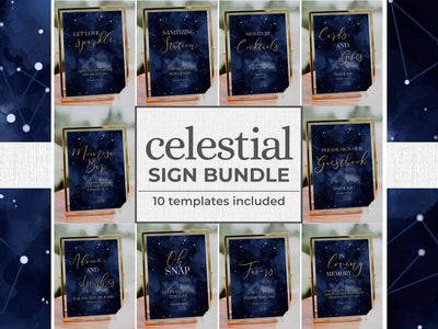 Celestial Wedding Sign Bundle, Moon and Stars Tarot Wedding Decor Templates 066CE-WESIBUNDLE - marryful.org