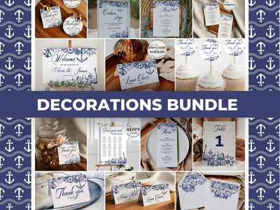 Nautical Wedding Decor Bundle, Beach Destination Printable Sign Set #071 - TheLovebirdsDesign