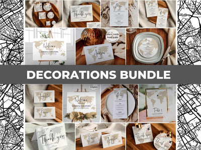 Destination Wedding Sign Bundle, Travel Theme Printable Decor Set #072w - TheLovebirdsDesign