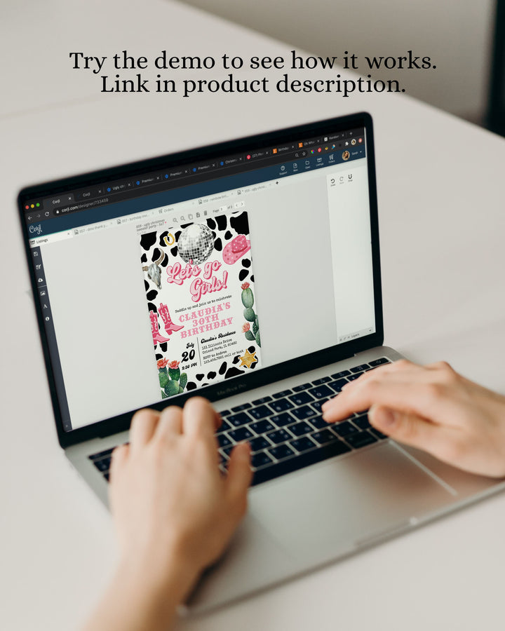Bar Drink Menu Template for Disco Cowgirl Bachelorette Party | Let's Drink Custom Cocktail Bar Menu Template for Space Cowgirl Birthday #022 - TheLovebirdsDesign