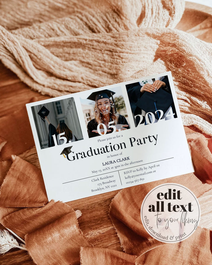High School Graduation Party Invitation – 2024 Graduate Invitation Template | Printable Template #032 - TheLovebirdsDesign