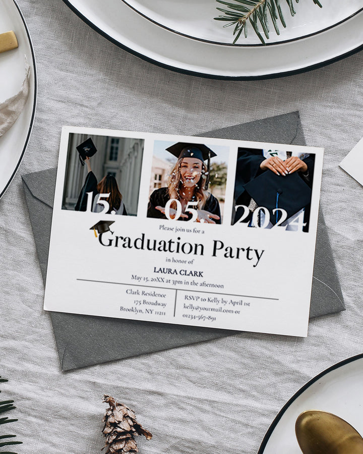 High School Graduation Party Invitation – 2024 Graduate Invitation Template | Printable Template #032 - TheLovebirdsDesign