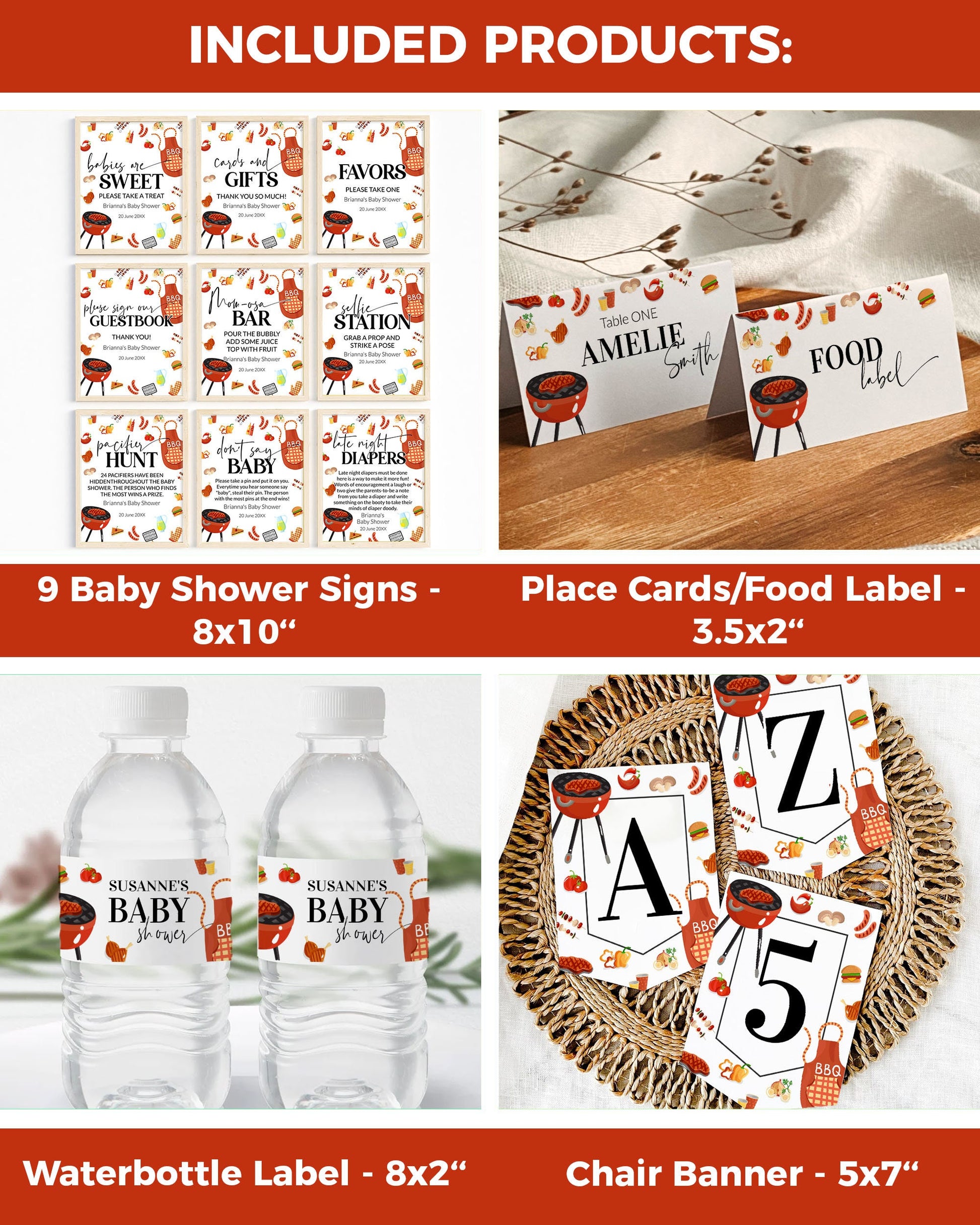 BBQ Babyshower Bundle BabyQ Invitation Baby Shower Game Signs and Decorations Gender Neutral BBQ Grill Garden Party Printable Template #072a - TheLovebirdsDesign