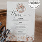 Bridgertone Themed Teaparty Menu Cards, Bridal Teaparty Decorations, Floral Regency Core Bridal Brunch or Picknick Menu Template #073 - TheLovebirdsDesign