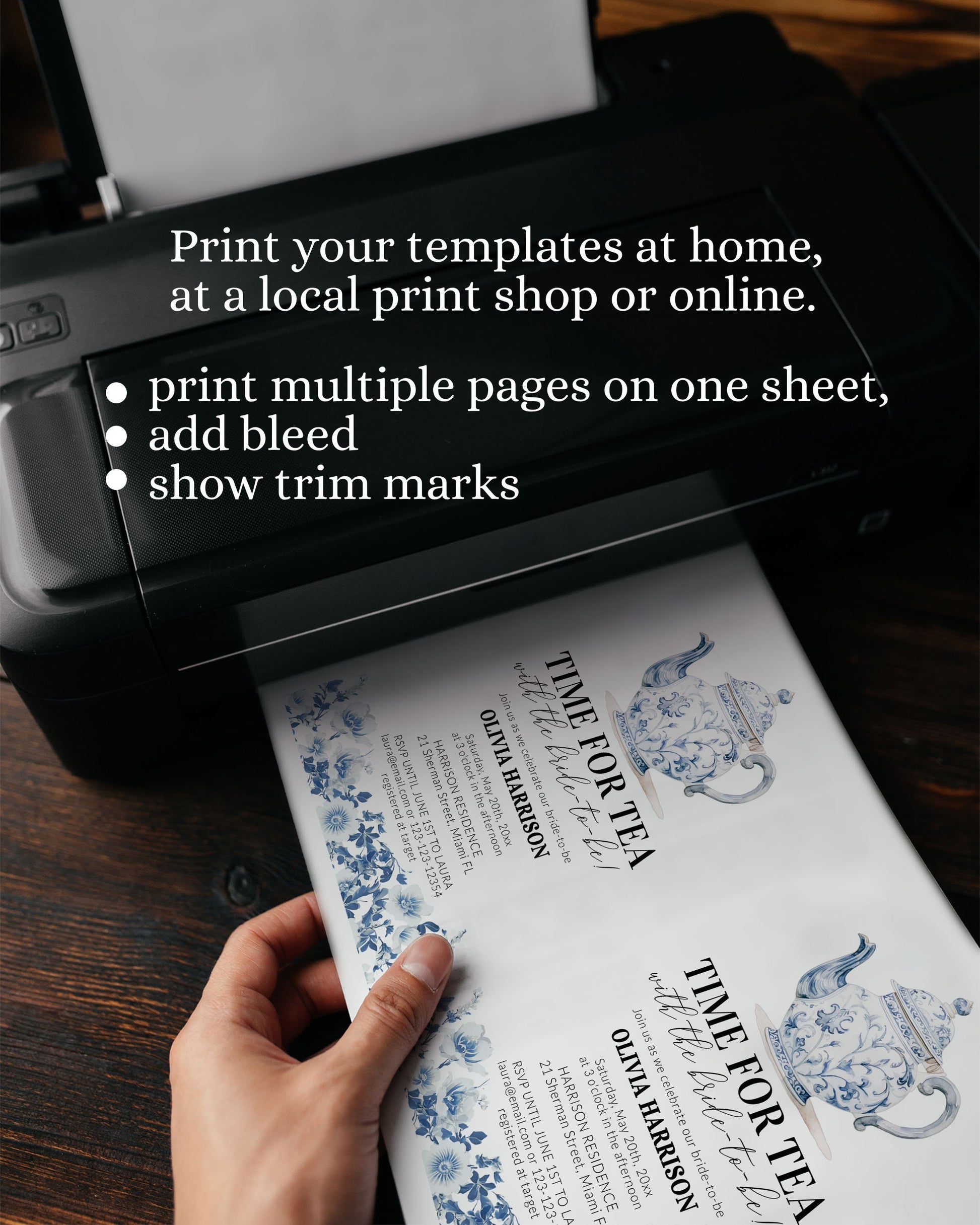 Blue Toile Teaparty Birthday Invitation, Cottagecore Garden Party Birthday Invite, Royal High Tea Download Best-Tea Birthday Printable #073 - TheLovebirdsDesign